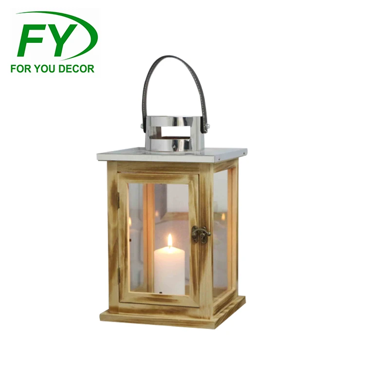 
Home Decoration Retro Wooden Candle Holder Lantern Candlestick 