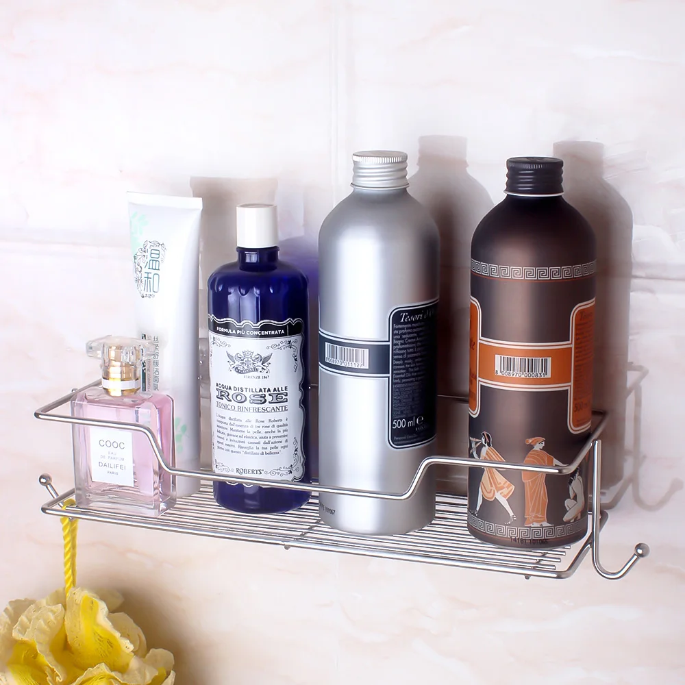 High Quality Rustproof Stainless Steel Metal Bathroom Shelves Wall Mounted Shower Caddy Adhesive Storage CN;ZHE