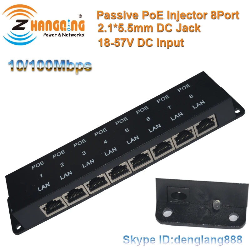 POE-8-ENC Cheaper wall mount 8 port 24v 48v 56v passive poe injector power IP CAMERA WiFi AP
