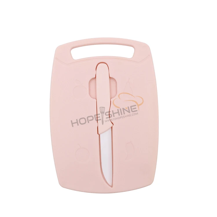 Wheat straw fiber non slip function Eco friendly plastic cutting board with knife set