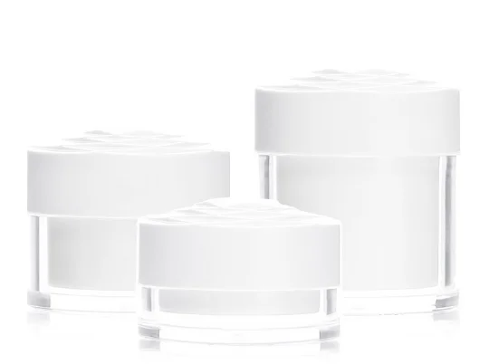 Stock 15ml Clear Plastic PS Double Wall Facial Cream Jar with Rose Screw Cap