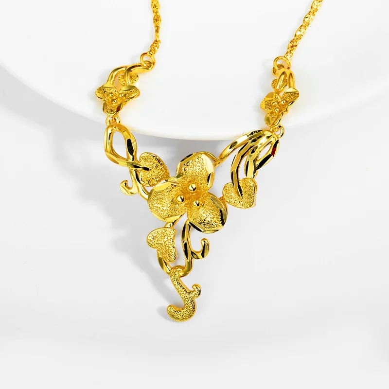 YK Vietnam Hot Sale  Bridal Accessories Fashion Simple 18K Copper Plated Gift Flower Necklace Jewelry