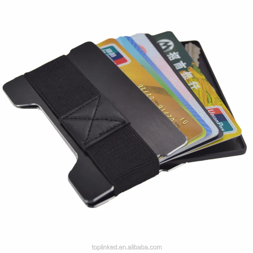 Tuopuke minimalist unique metal rfid men wallet with mini safe elastic money band and coin compartment