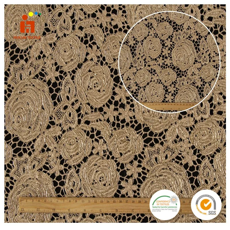 Oem фабрики китая желтый химических вышитые розы цветочные кружева ткани дубай оптовая