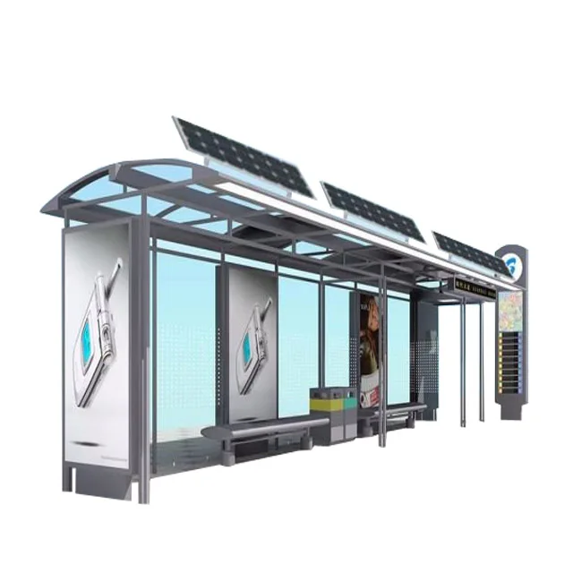 
smart traffic multifunction outdoor advertising Stainless Steel Bus stop Shelter  (60792103935)