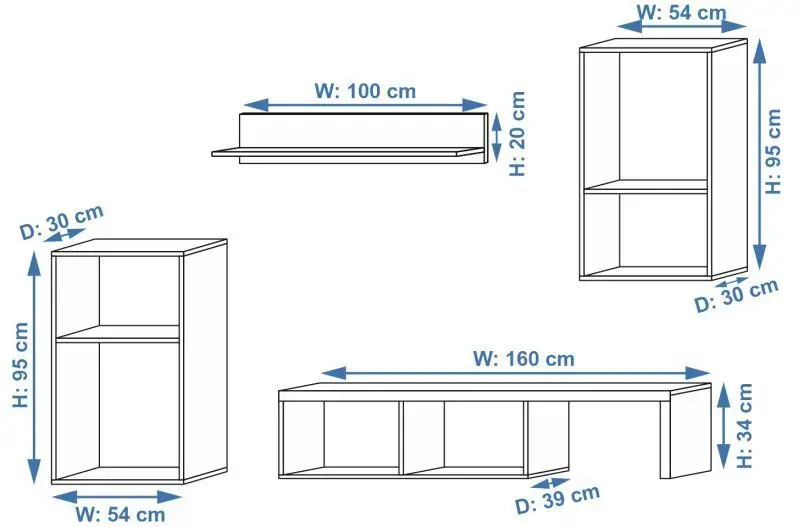 Living room furniture set white TV unit glass shelf display cabinet  LED light