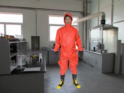 chemical protective suit hazmat clothes half closed PVC supported