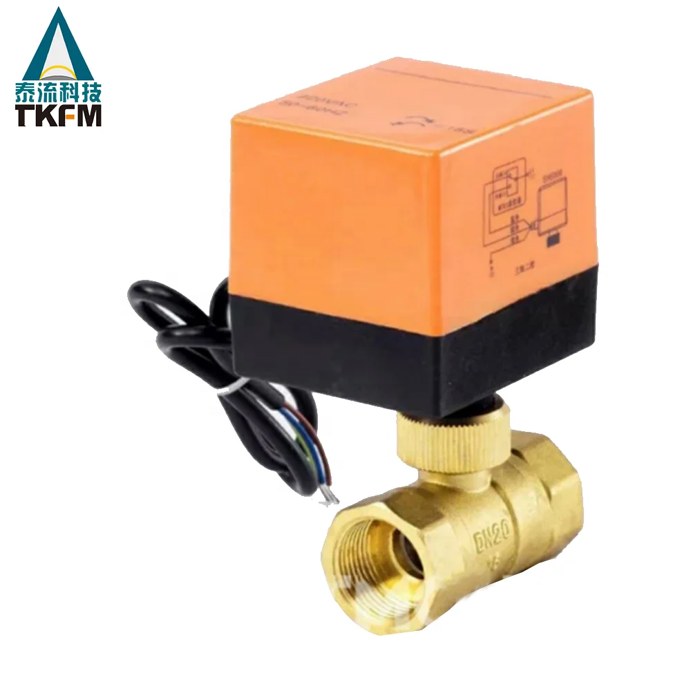 DN 25 PN 16 programmable water control shutoff electronic motorized brass ball valve 24vdc with actuator