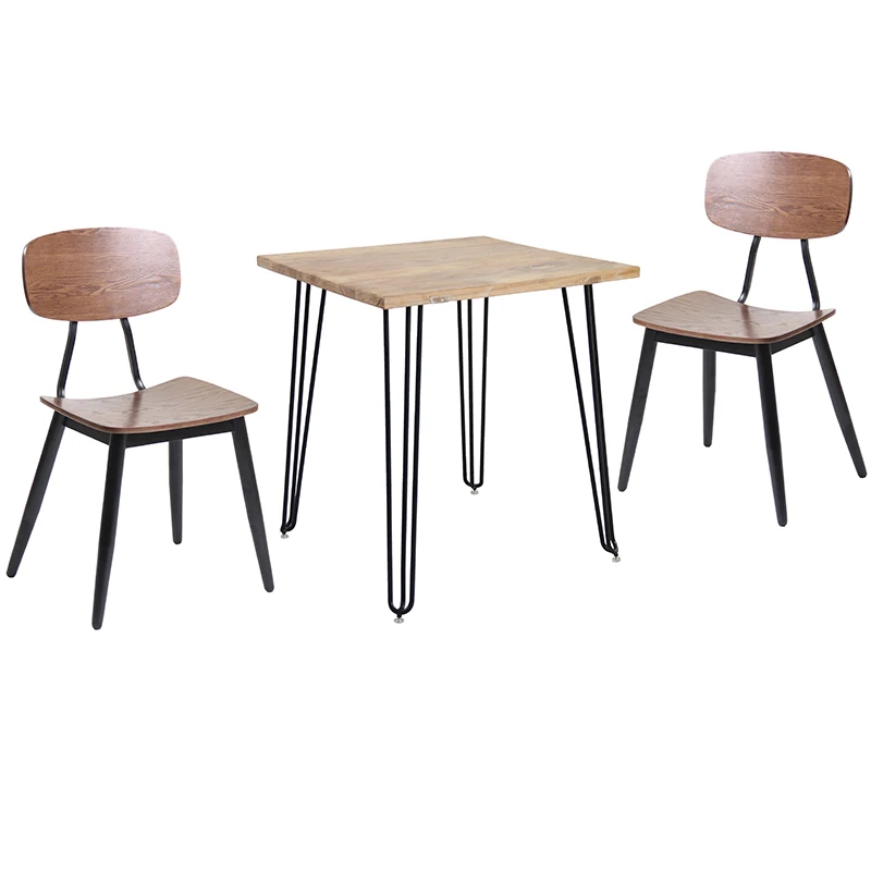 Vintage Black Walnut Wood Dining Coffee Shop Chair Fashion Metal Frame Stackable Chair For Restaurant