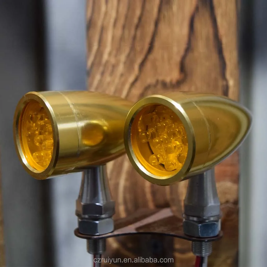 HOT selling gold brass motorcycle turn lights signals for harley bobber cafe racer vintage retro motorcycle lights