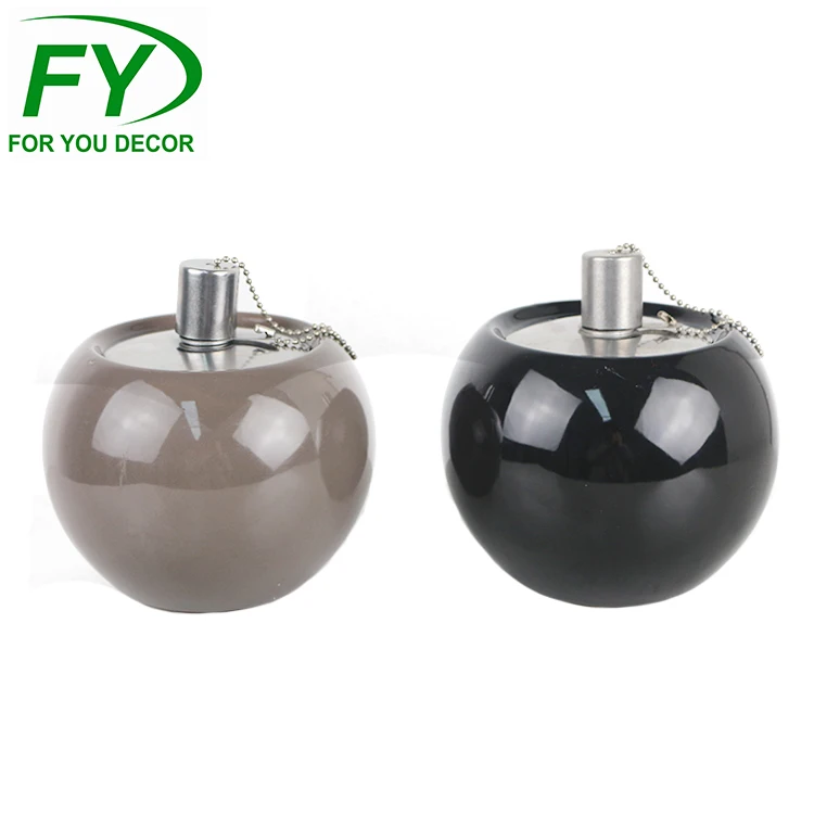 
Factory wholesale custom ceramic round ball shape decorative kerosene oil lamp 