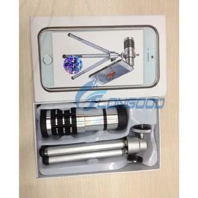 Custom Aluminum 12X Zoom Telescope Mobile Camera Lens+Tripod For Iphone6