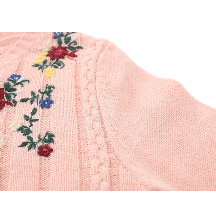 Oversized Long Cable Knit Cardigan Embroidered Alpaca Sweaters Women