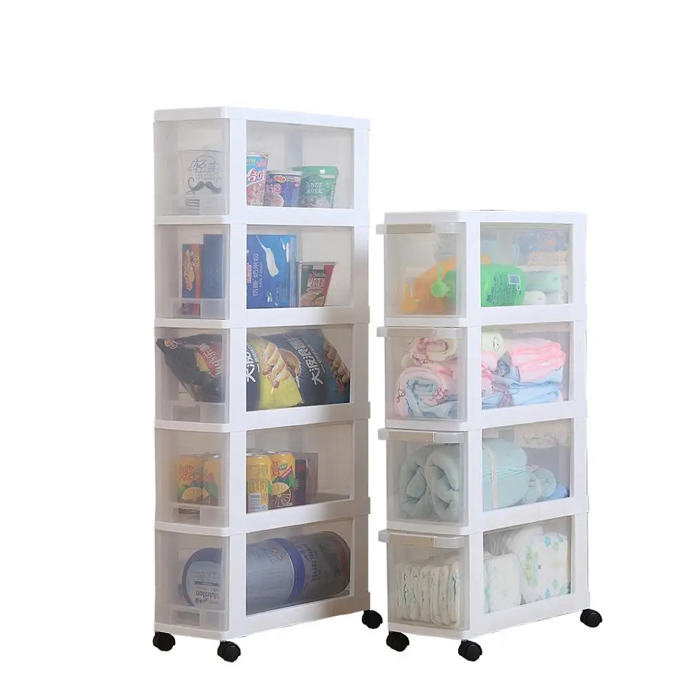 China Factory Wholesale Plastic Drawer Kitchen Storage Cabinet With Wheel