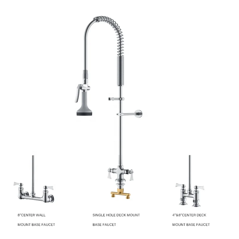 Pre Rinse Spring Loaded Kitchen Faucet With Pull Down Sprayer Gun Tapware