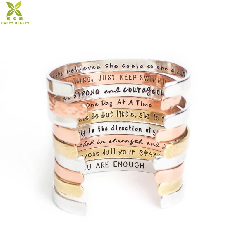 Personalized engraved stainless steel jewelry cuff bangle bracelet