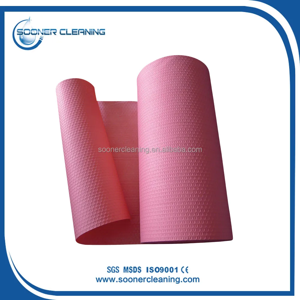 [Sooner clean]Hexagonal Honeycomb Embossed Wood Pulp Jumbo Roll Non Woven Fabric Cleaning Cloth Fabric