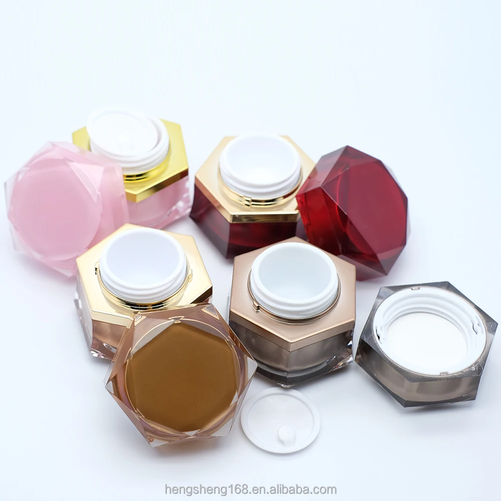 
Hengsheng factory supply customize OEM empty plastic acrylic polygonous crystal 5g 10g hexagon cream jar 