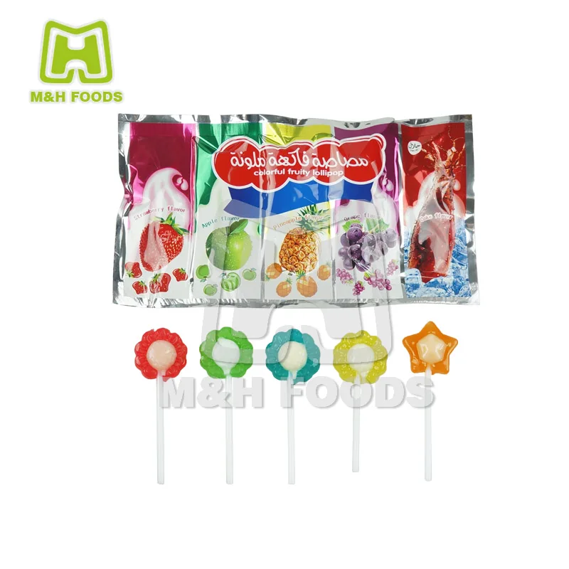Cheap Star Heart Shape Five Fruit Flavor Sweets Hard Lollipops Candy