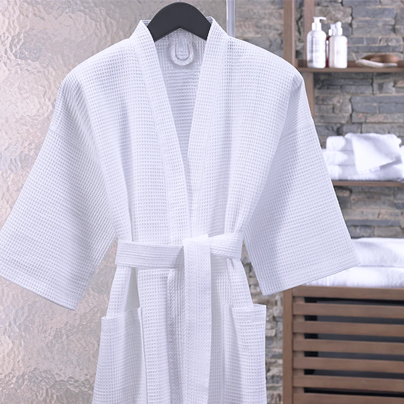  Халат-кимоно для взрослых из 100% хлопка и белой вафельной