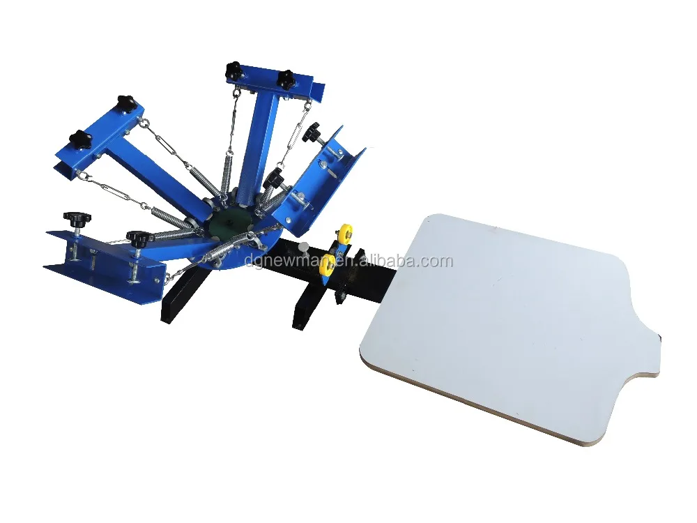 small simple manual rotary 4 color 1 station t-shirt silk screen printing machine price