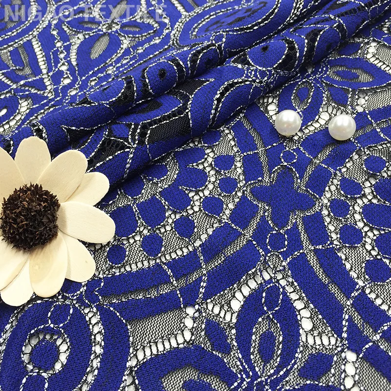 
Flower Pattern Eyelash Multicolor Fashion Style Nylon Cotton Knitting Lace Fabric French Tulle Net Lace Garment Knitted Guipure 