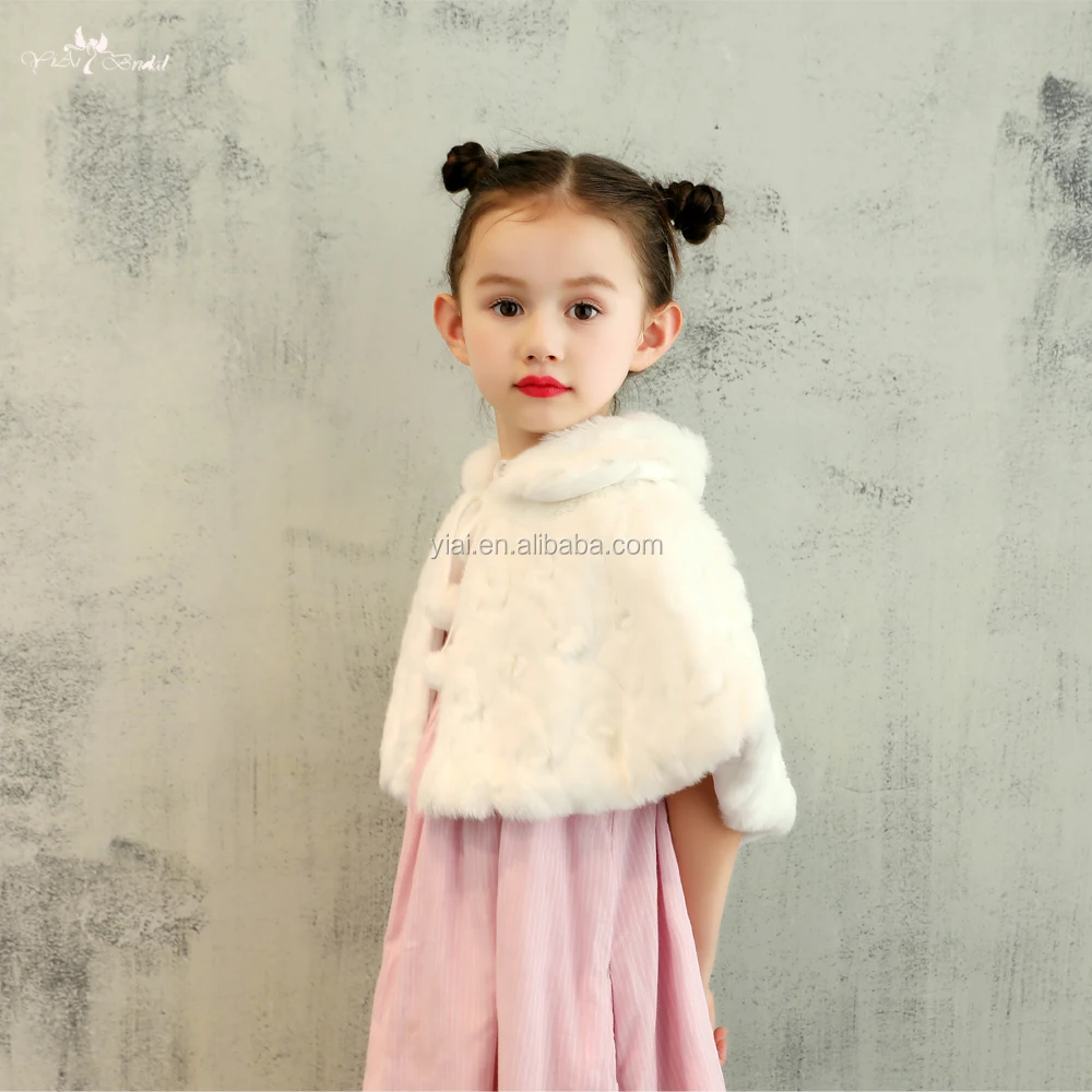 LZP258 Beautiful And Lovely Girls Shawls White Fur Bolero Winter Cape