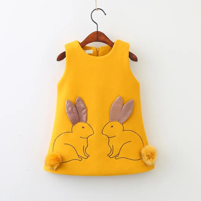 
PHB13628 Cartoon Bunny Design Kids Asian Style Dress 