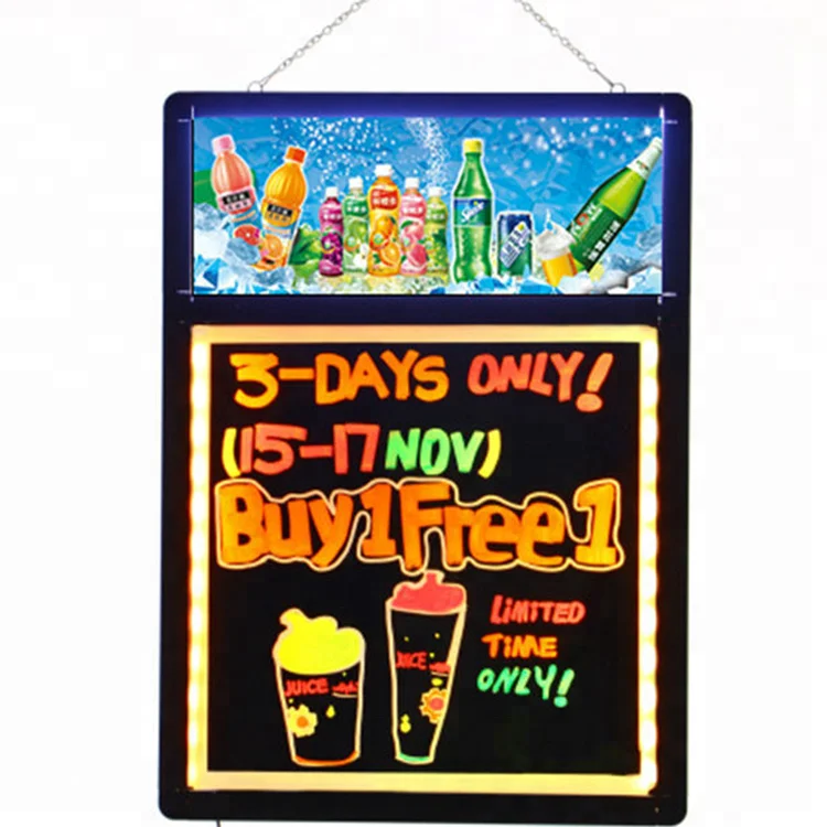 Multi color neno led light display advertising board for fast food menu board