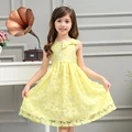 Girls Children Clothing Sweet Gauze Bow Princess Dresses Solid Color Girls Lolita Kid Cute Dolly Party
