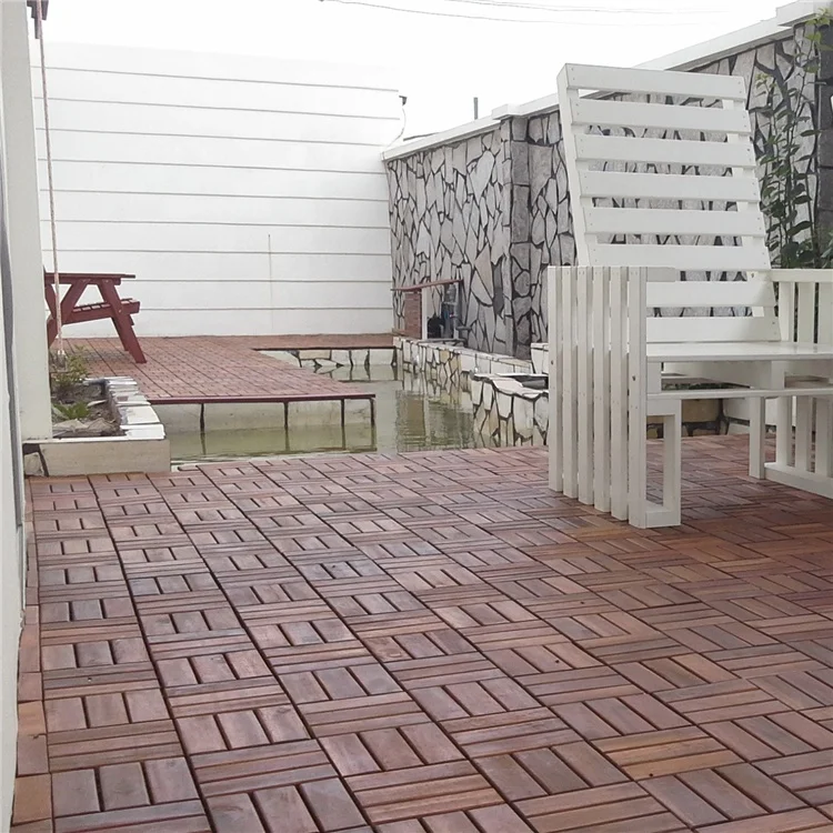 
new walnuts color 12 slats outdoor funiture interlocking hard wood flooring deck tiles 