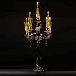 100cm high gold candle hurricane 7 light crystal vovite candle holder for tables