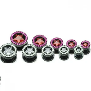 316l Steel Star Zircon Ear Plugs Tunnel Piercing Woman Ear piercing Fashion Ear Tunnel Piercing