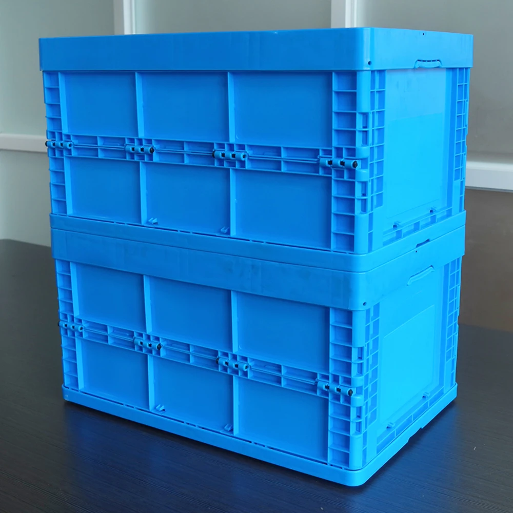 Plastic Foldable Container Box With Lid,Sale Folding Closed Stable Plastic Moving Boxes,Plastic Folding Crate