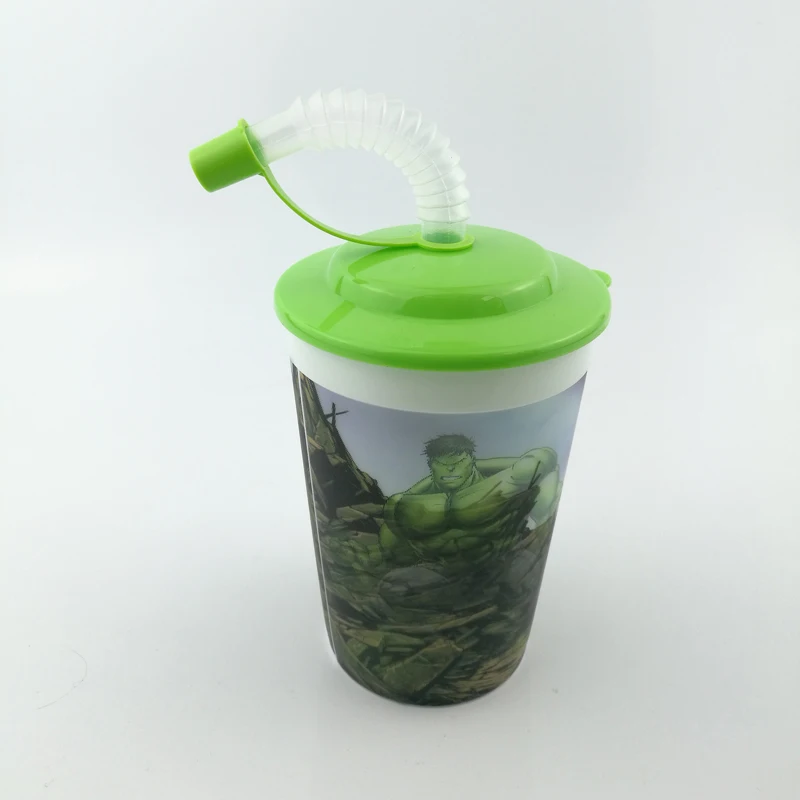 12oz kids plastic 3D cup with straw for wholesale (60719158361)