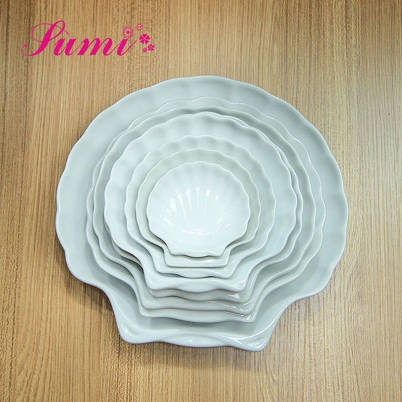 Best selling white shell shape plate dish use for dinnerware