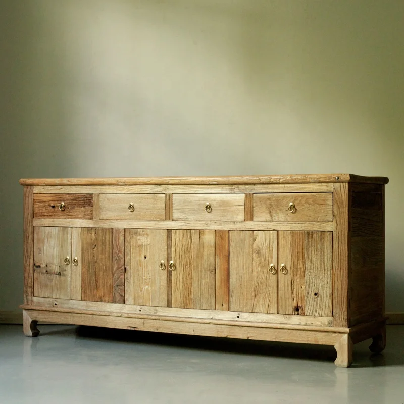 Reclaimed elm natural wood  rustic furniture solid wood customized furniture bespoke furniture supplier living room cabinet