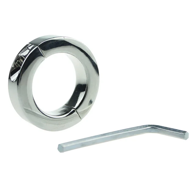 Stainless Steel Hinged Ball Stretcher Weights Delayed Ejaculation Cock Ring