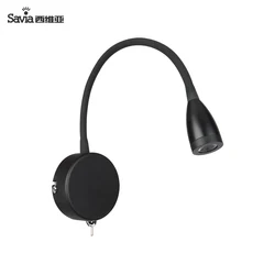 Светодиодная гибкая Регулируемая прикроватная настенная лампа для чтения с гусиной шеей, 3 Вт, современные боковые бра для кровати, светильник для спальни, изголовья кровати, отеля