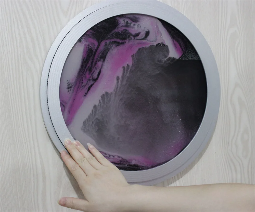 
Home Decoration 3D Round Glass Craft Wall Hanging Rotatable Moving Sand Art Picture 