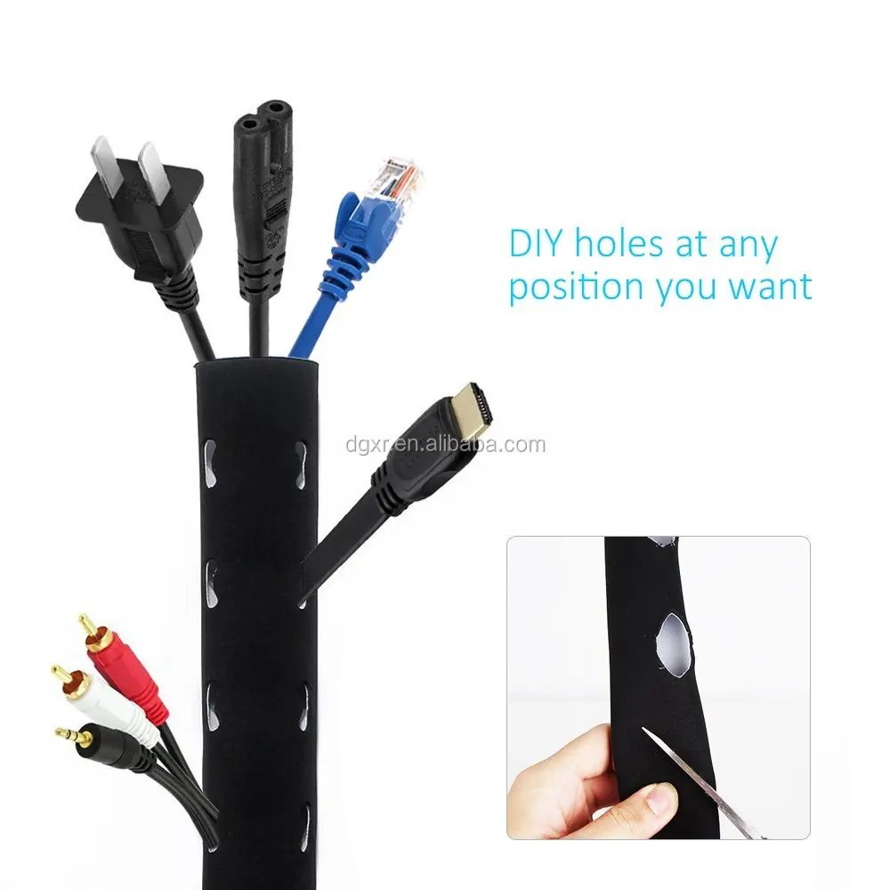 Custom neoprene pc wire protective electric waterproof cable sleeve cord cover management Organizer