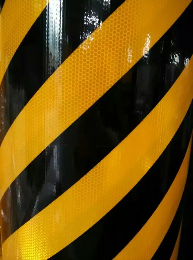Black and Fluorescent Yellow Reflective Chevron Vinyl for  Hazard Warning