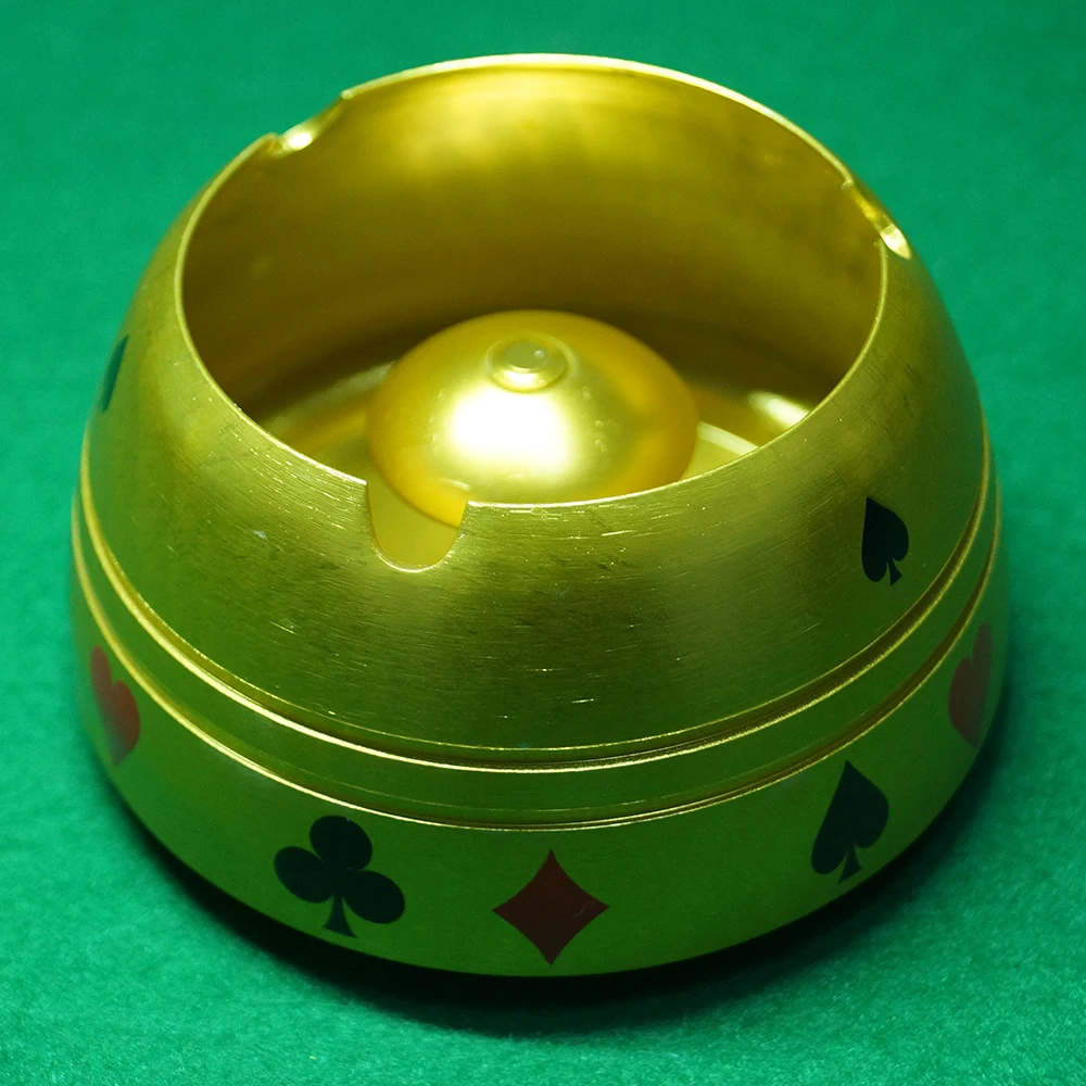 Deluxe Aluminum Poker Ashtray in Golden or Silver Color