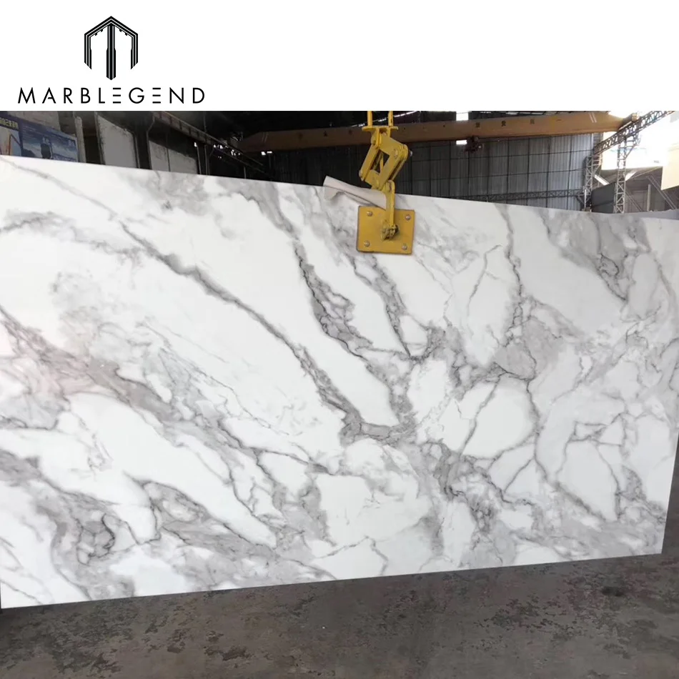 Artificial nano stone book match Italian Statuario marble slab
