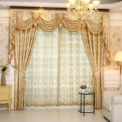 Home Goods Used Hotel  Luxury Designs Fabrics Jacquard Windows Curtains with Attached Valance for the Living Room Door