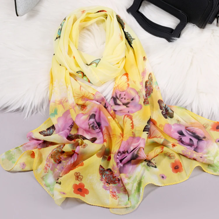 New Model Shawl Fashion Cheap Infinity Flowers Chiffon Scarf Shawl 155*50CM Scarf Ladies Beautiful Scarfs Neck Cover YF-L-00302