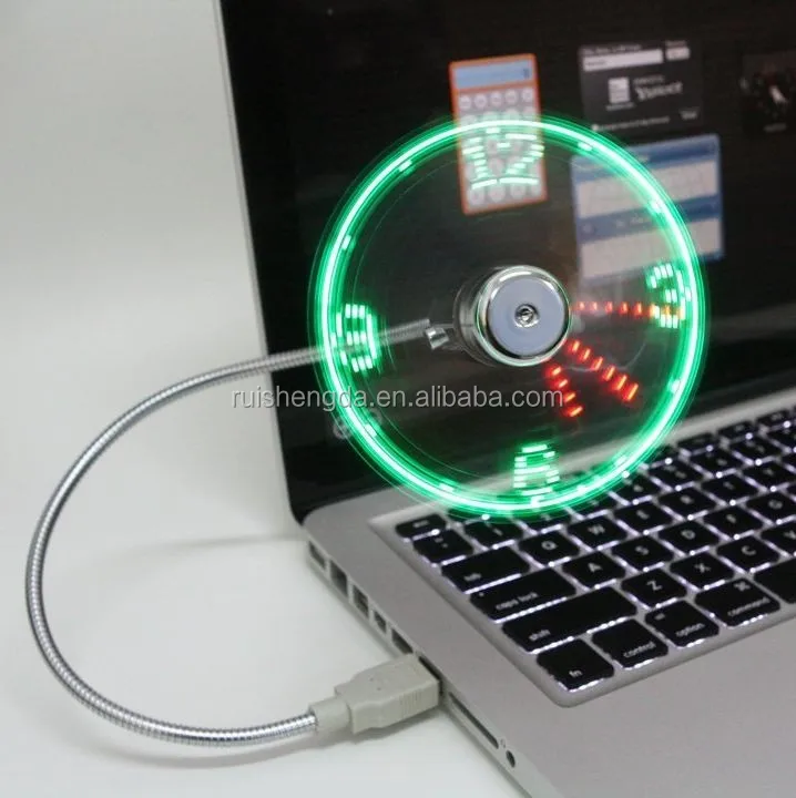 
USB Clock Fan with Real Time Display Portable Flexible LED Clock Fan For Computer Laptop Wholesale 