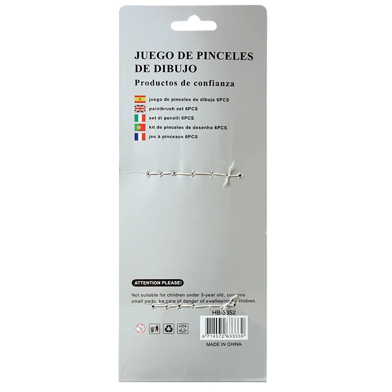 Advertising Flat Peak Brush Six-piece Set Pearl White Art Paint Brush