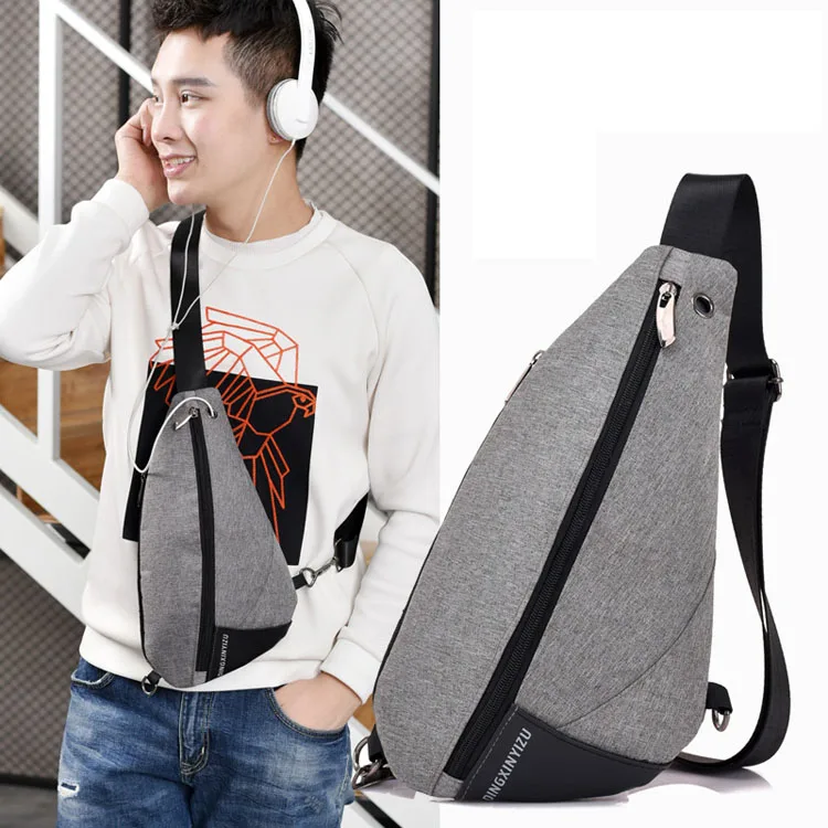 New small casual male chest pack daily adjusted strap crossbody man business sling messenger triangle shoulder bag