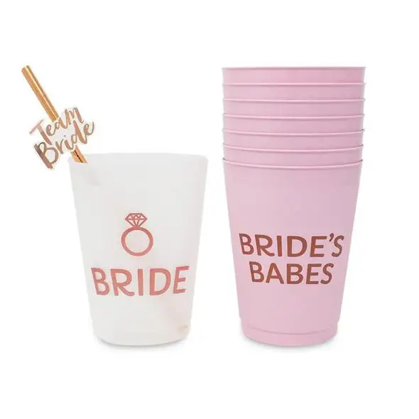 Personalized Frosted Plastic Party Cups - Vegas Before Vows Frost-Flex Plastic Drinking Cup, 12-Ounce, Frosted